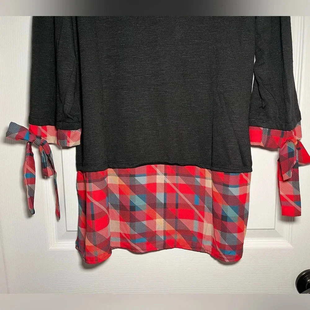 Notations Size Small Black Red Plaid Split Hem Bl… - image 6